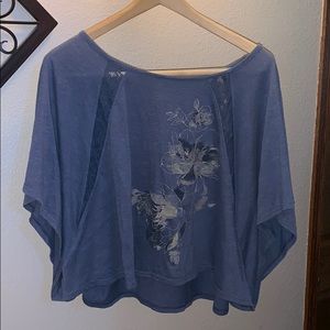 Royal blue flower print flowy top